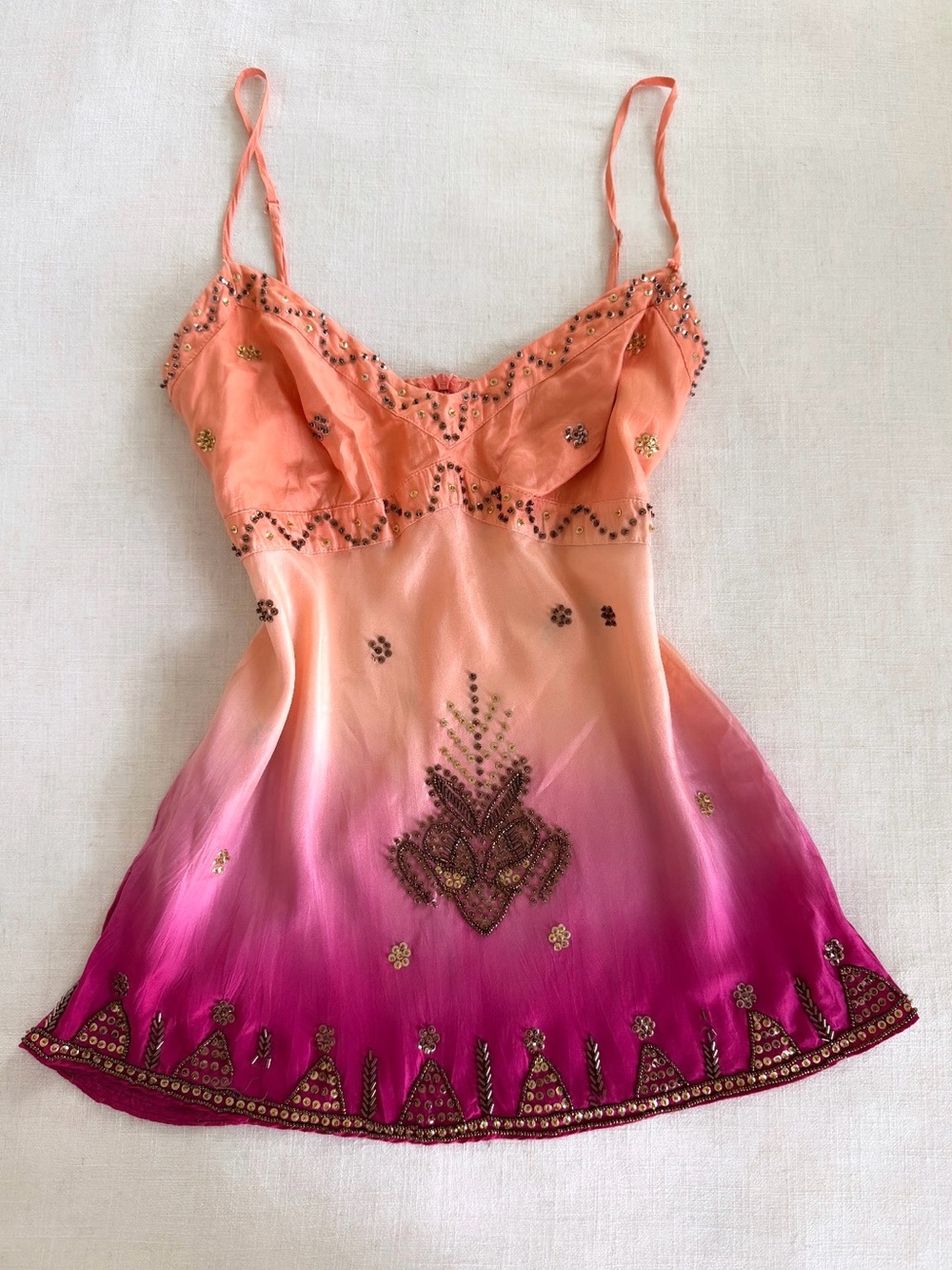 Vintage Euro Boho 100% Silk Embellished Cami
Top Ombre Beaded Warehouse